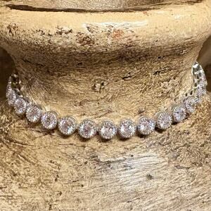 Silver and Cubic Zirconia Adjustable Tennis Bracelet Adjusts up to 9 Inches